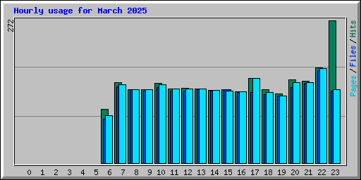 Hourly usage for March 2025